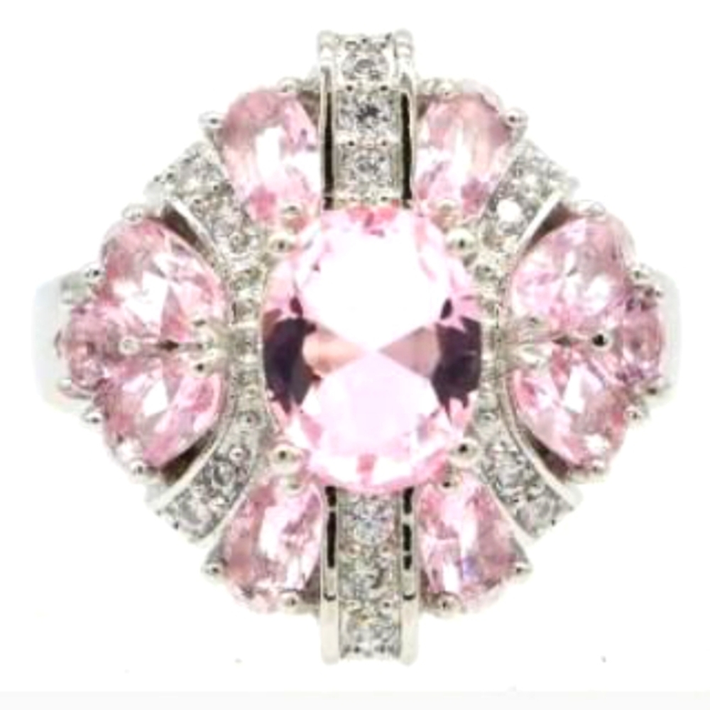 New pink kunzite cz sterling silver ring